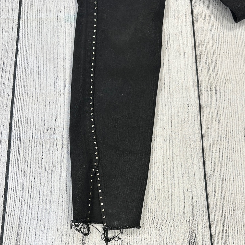 All Saints Sz 25 Miller Black Skinny Jeans w/Silver Studs - Picture 9 of 16